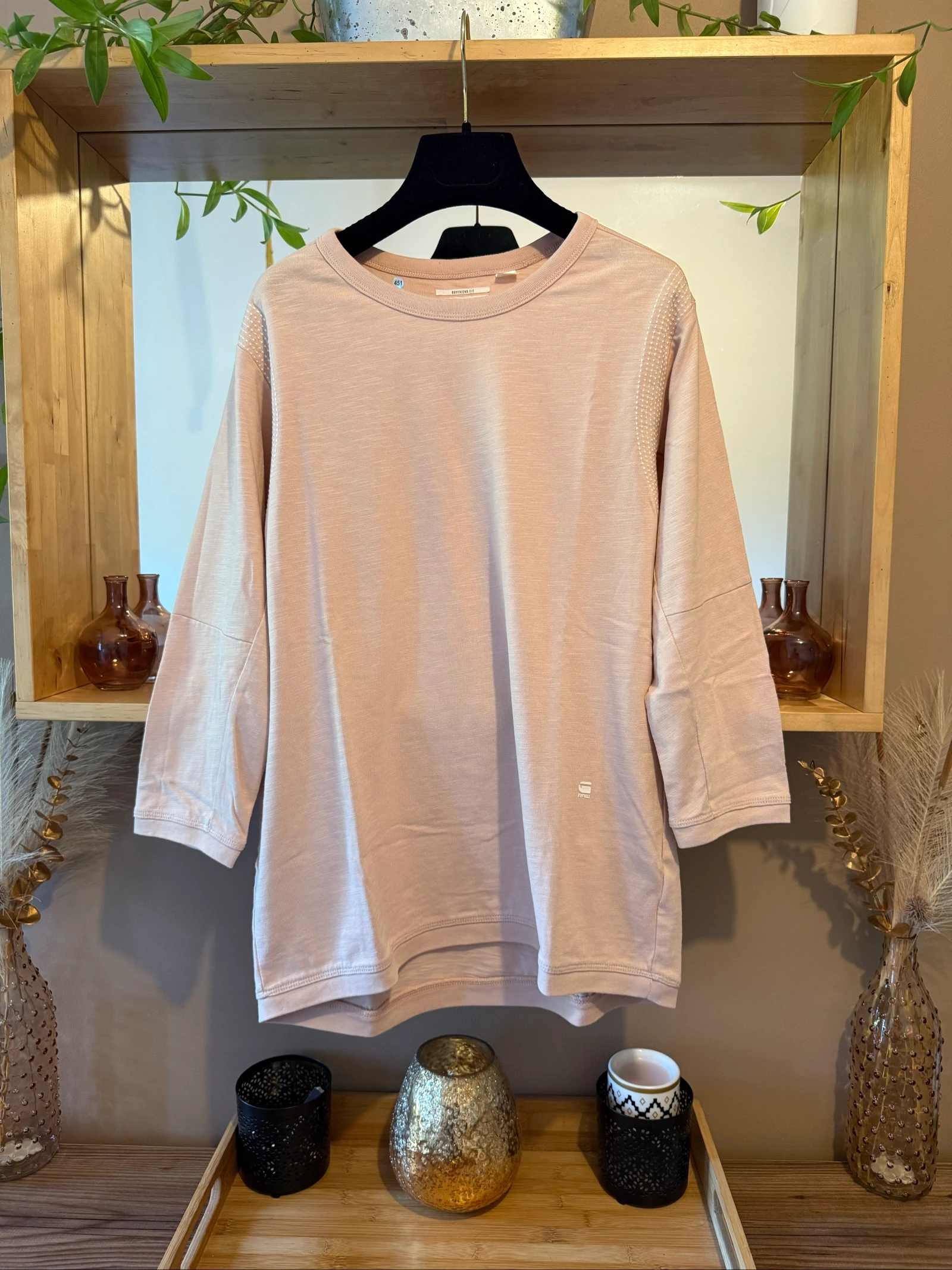 Pull fin G-Star RAW femme M Boyfriend Fit rose poudré manches 3/4 – Très bon état